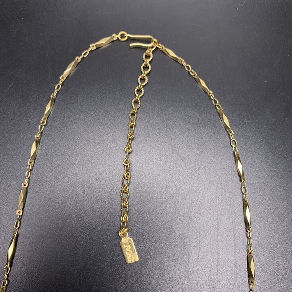 1928 Art Deco Style Necklace Gold Tone Clear Rhinestone Bar Link Dainty Elegant - Picture 6 of 8